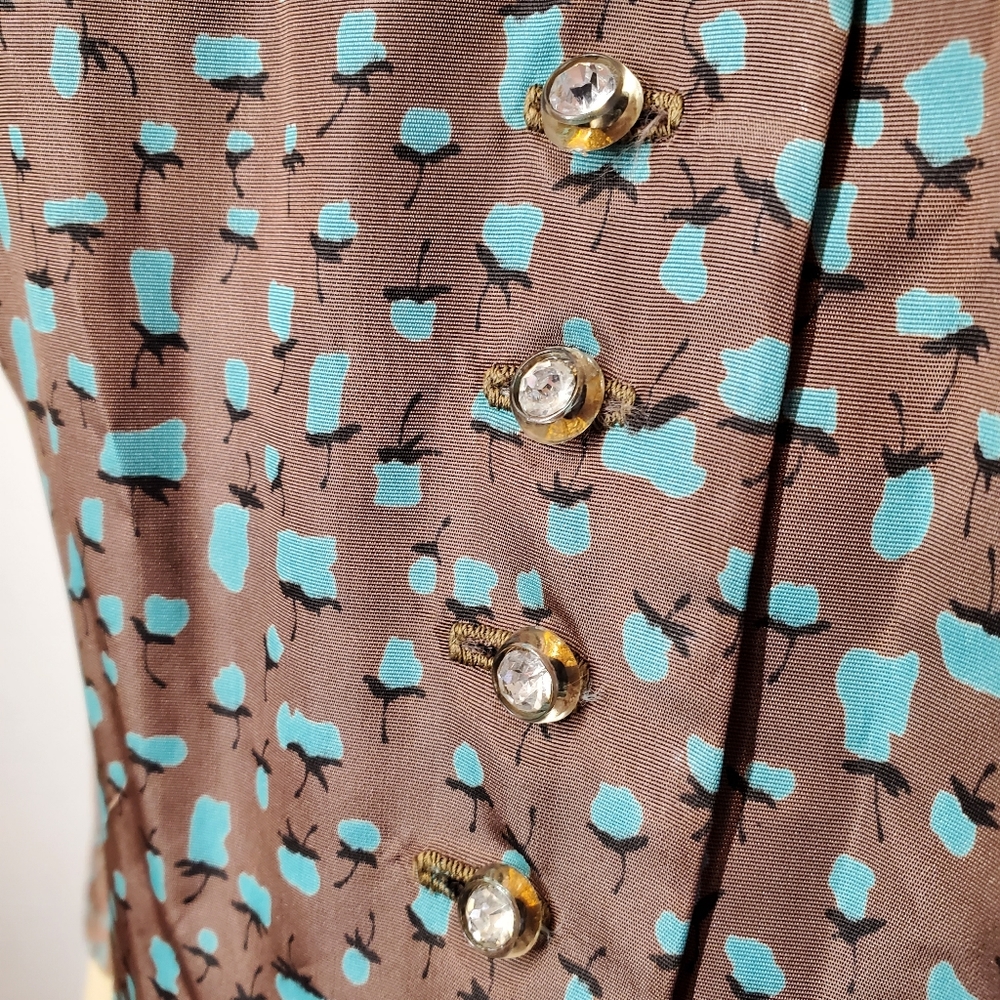 50s Vintage Fit Flare Abstract Fruit Dress - Picture 4 of 10